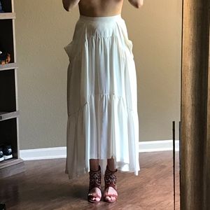 BCBGMaxAzria Silk Maxi Skirt with Draped Pockets